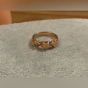 Beverly Hills Gold:triple (3) heart rose/pink 14k. gold vintage size 6 ring band